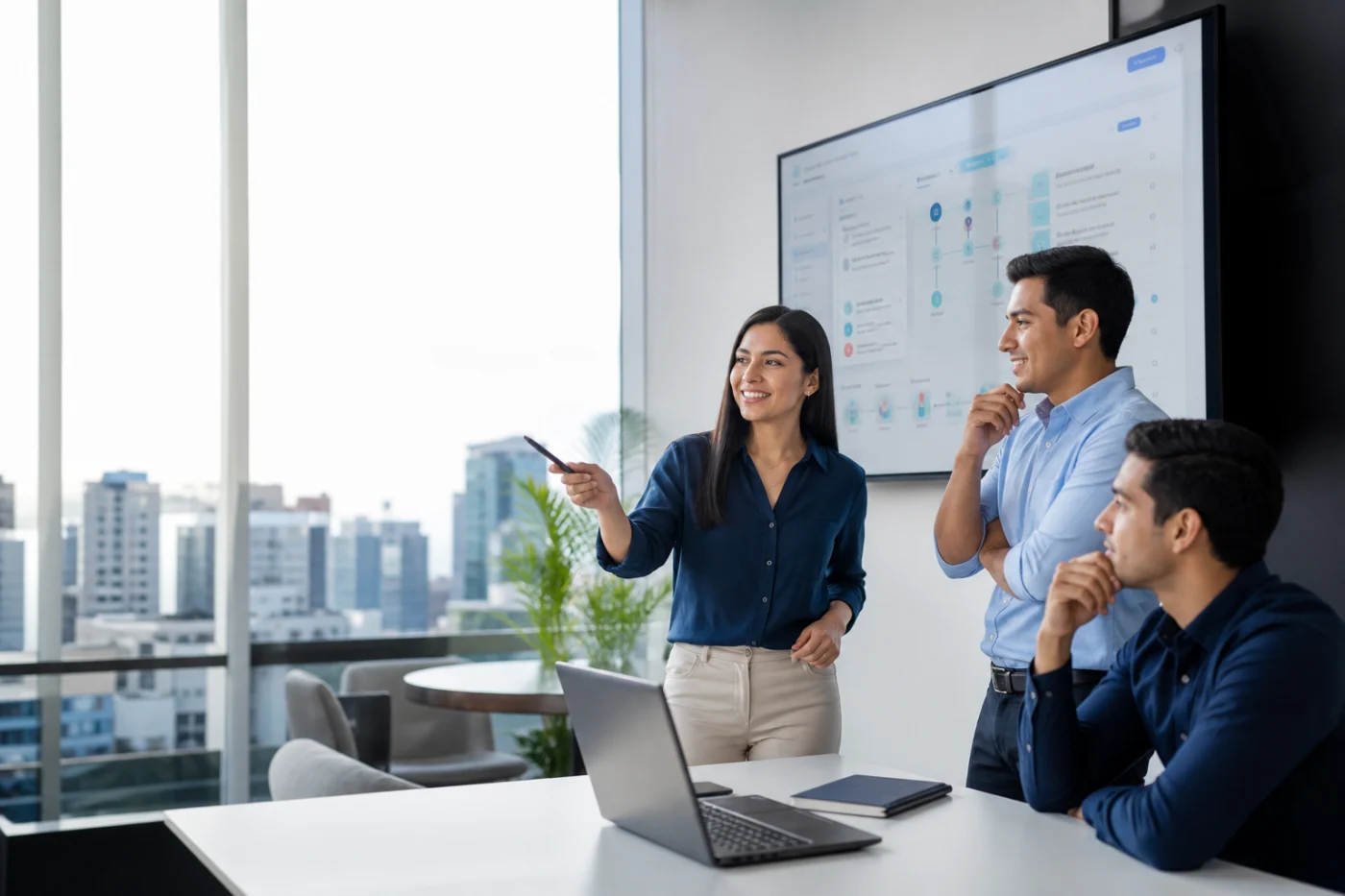 Equipo empresarial en Lima revisando procesos de CRM y automatización digital